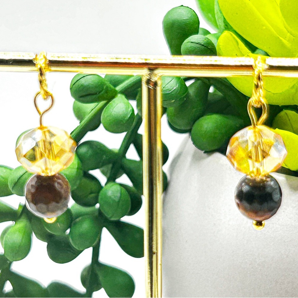 NWOT Tiger eye hoop charms, 6mm jump ring, stainless steel 18 K Gold plated - Picture 7 of 7